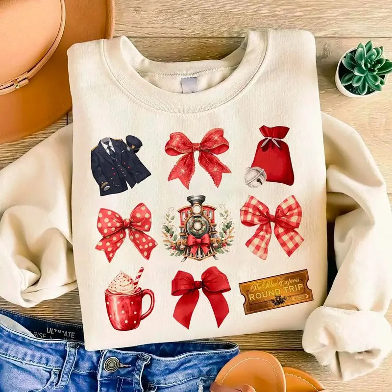 Polar Express Sweatshirt, Vintage Christmas Shirt, Coquette Polar Express Sweatshirt, Christmas Holiday Sweater,...