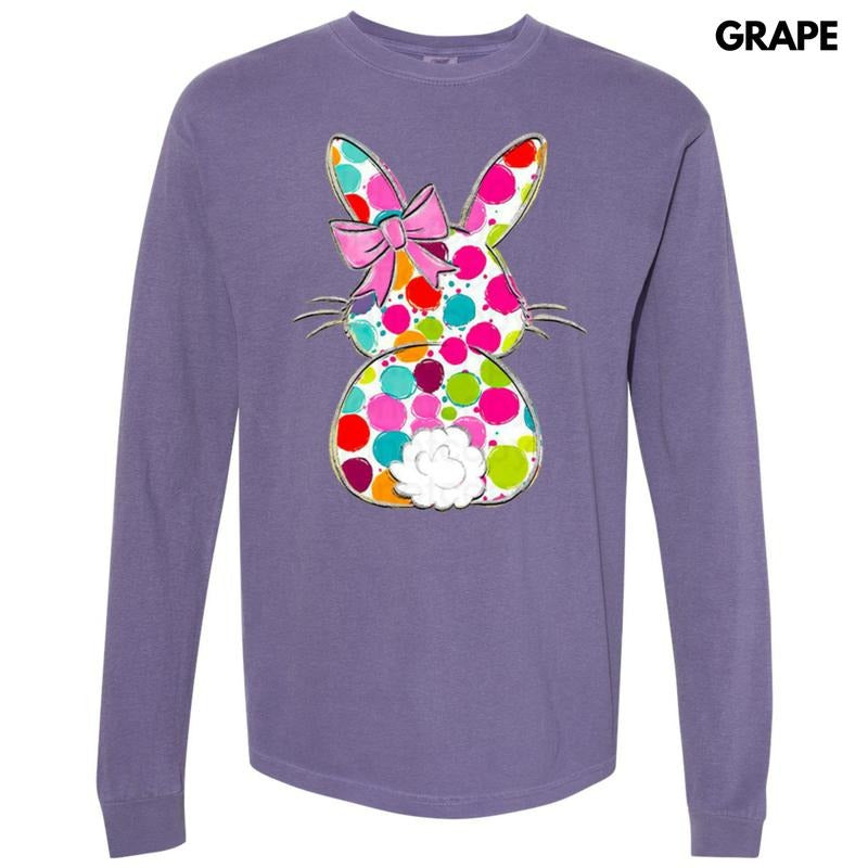Polka Dot Bunny Long Sleeve Comfort Colors T-Shirt Hoodie, Sweatshirt | HypeDripTees.com