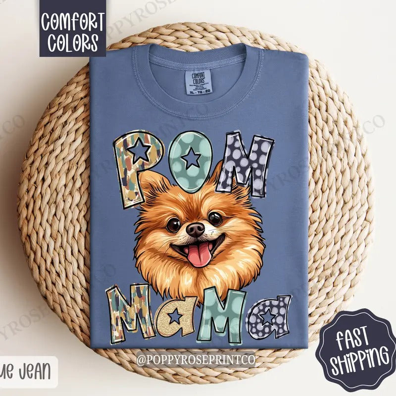 Pomeranian Mama Comfort Colors, Dog Mom Tee, Cute Pom Mama Women's Tshirt Hoodie, Sweatshirt | HypeDripTees.com