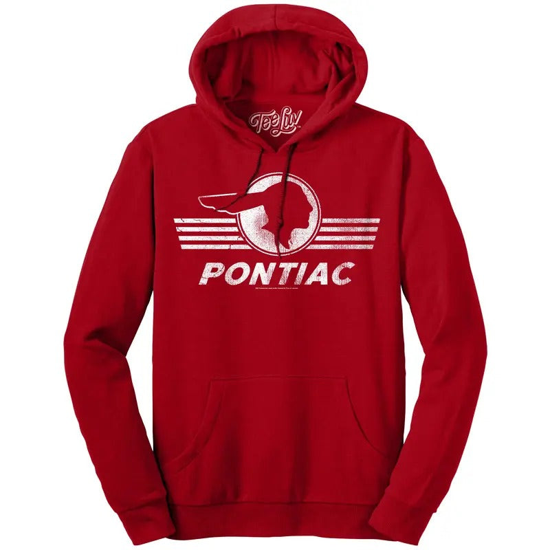 Pontiac Logo Hooded Sweatshirt - Red T-Shirts, Hoodie | HypeDripTees.com