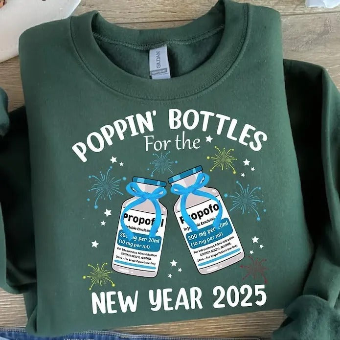 Poppin Bottle For The New Year NICU Nurse Shirt, NICU Nurse New Year Shirt, Neonatal ICU Nurse, New Year Party, Unisex...