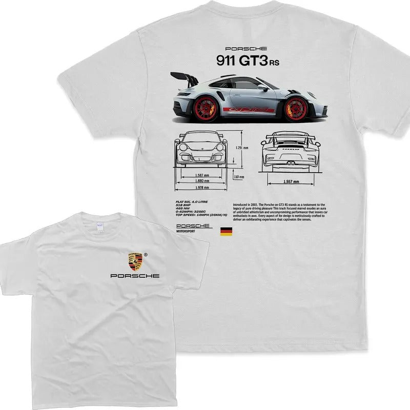 Porsche 911 GT3 RS Aesthetic Tshirt - Trending Unisex Shirt for Fan Cotton Porsche 911 GT, Graphic Unisex T-Shirt, Full...
