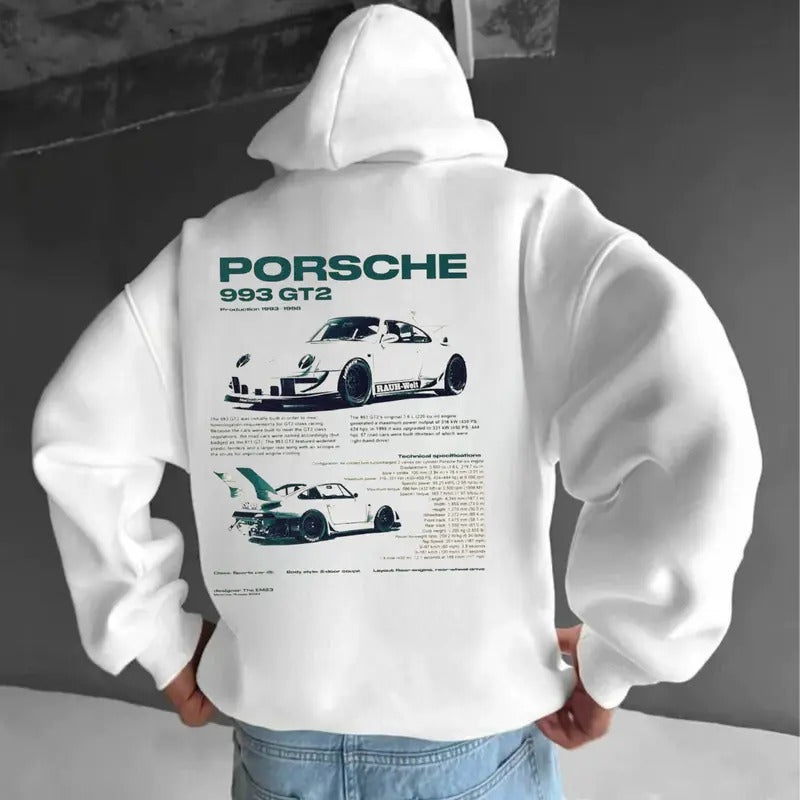 Porsche 993 GT2 Hoodie Light, Unisex, Menswear, Street Racing Shirt, Car Hoodie, Boyfriend Gift Sweatshirt | HypeDripTees.com