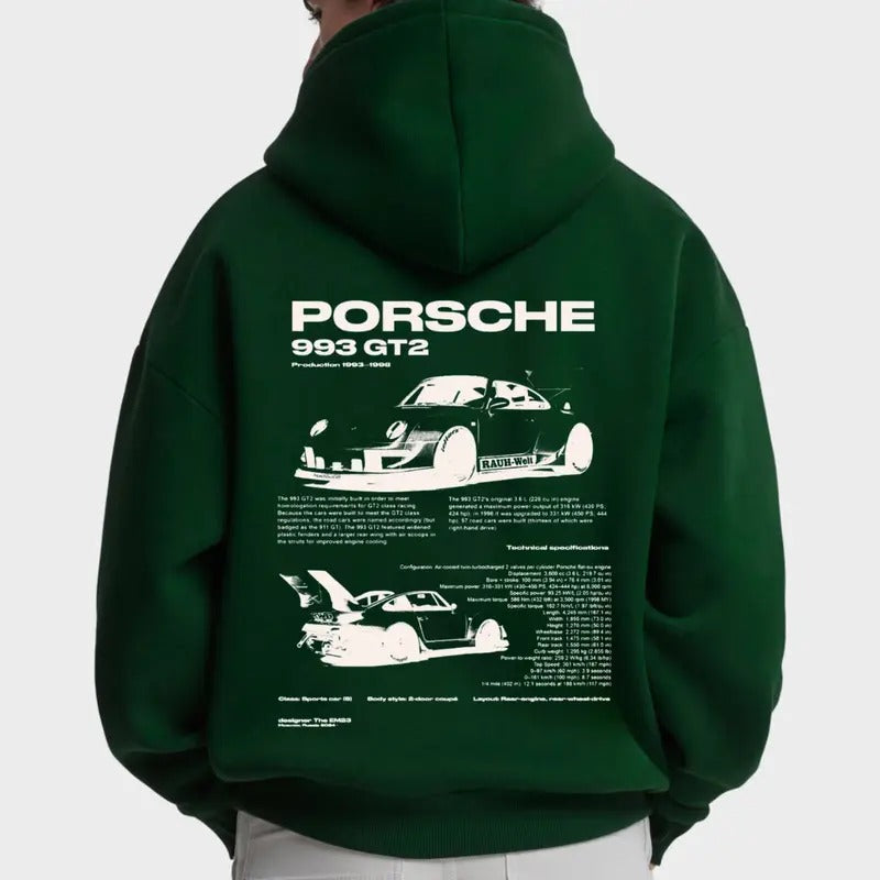 Porsche 993 GT2 Hoodie, Unisex, Menswear, Street Racing Shirt, Car Hoodie, Boyfriend Gift Sweatshirt | HypeDripTees.com