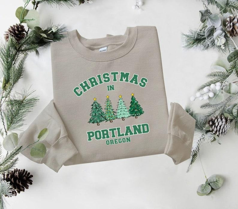 Portland Oregon Christmas Sweatshirt, Portland Sweater, Oregon Shirt, Personalized City Name Shirt, Christmas Trip,...