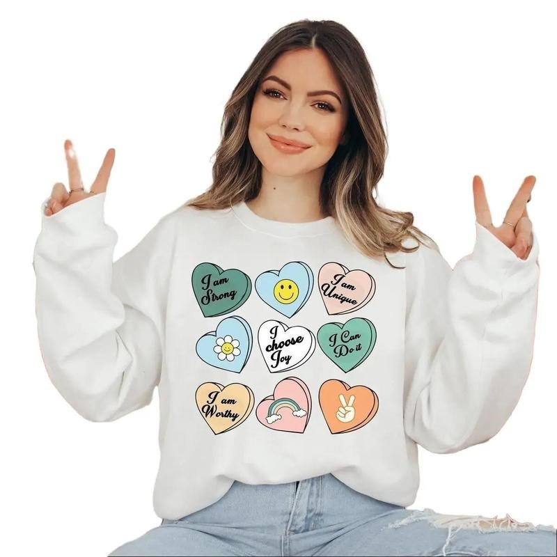 Positive Affirmations Sweatshirt, Teacher Valentine Sweatshirt for Women T-Shirts, Hoodie | HypeDripTees.com