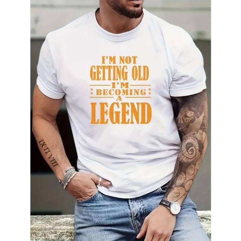 Powerful Slogan Print, Men's Graphic Design Crew Neck T-shirt, Casual Comfy Tees T-shirts For Summer, Men's Clothing Tops...