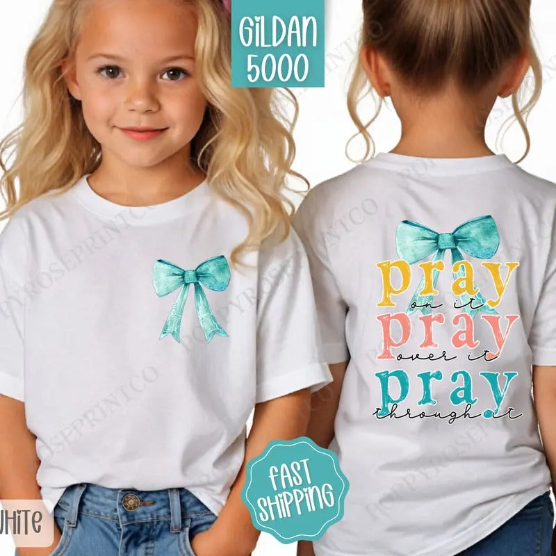 Pray On It Kids Shirt, Religious Children's Shirt, Religious Youth Tee Gildan Hoodie, Sweatshirt | HypeDripTees.com