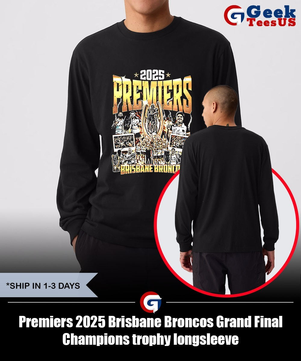Premiers 2025 Brisbane Broncos Grand Final Champions trophy shirt