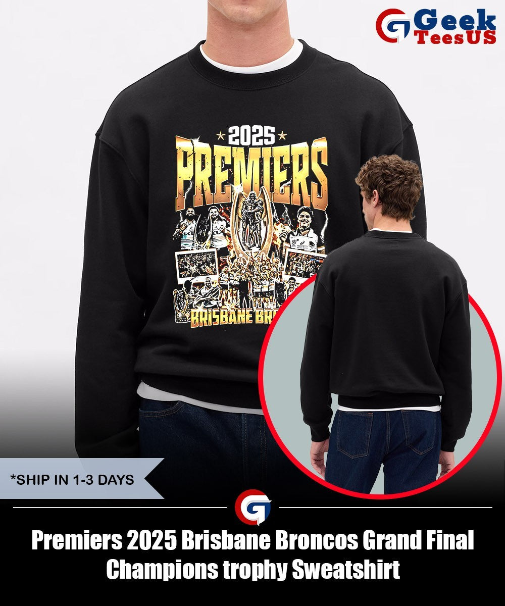 Premiers 2025 Brisbane Broncos Grand Final Champions trophy shirt