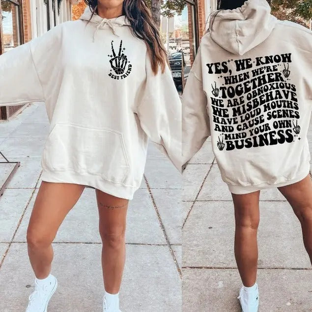 Premium  Best Friend Mind your own Business sweatshirt T-Shirts, Hoodie | HypeDripTees.com