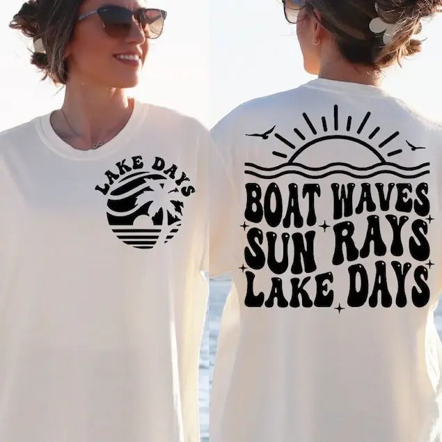 Premium  Boat Waves Sun Rays Lake Days , Lake Life , Summer Lake sweatshirt T-Shirts, Hoodie | HypeDripTees.com
