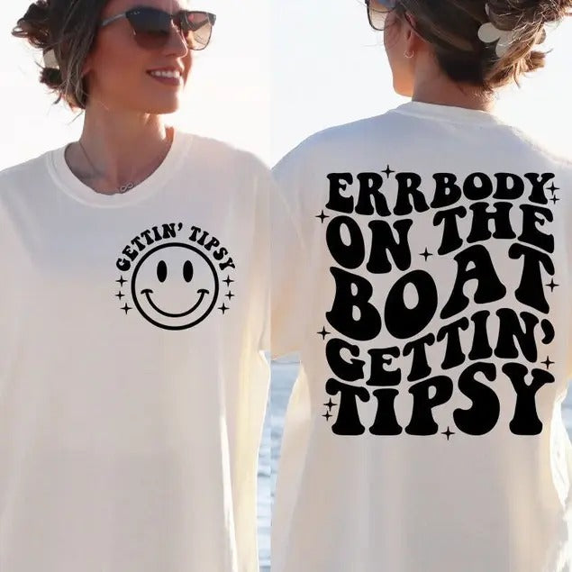 Premium  Errbody On The Boat Getting Tipsy , Adult Humor , Funny Quote sweatshirt Cotton Menswear T-Shirts, Hoodie