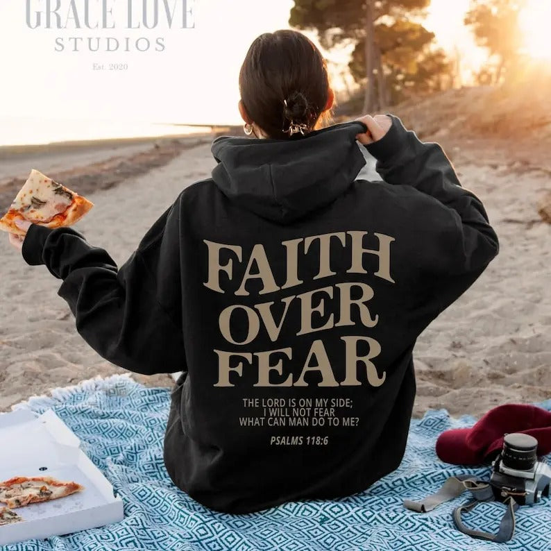 Premium  Faith Over Fear Christian Hoodie Christian Sweatshirt Jesus Hoodie Trendy Hoodie Bible Verse Shirt Aesthetic...
