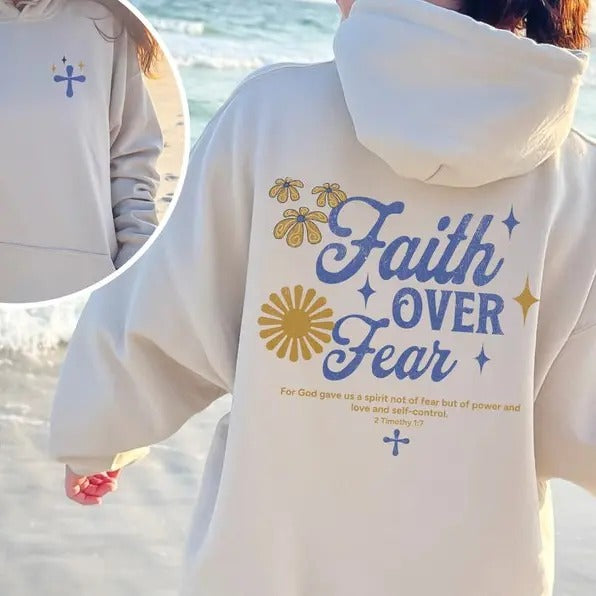 Premium  Faith Over Fear Hoodie, Christian Hoodie Bible Verse, Aesthetic Sweatshirts, Jesus Hoodie, Church hoodie, Trendy...
