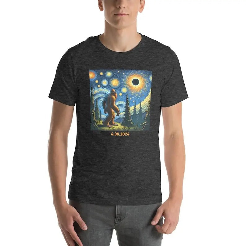 Premium  Funny Bigfoot Solar Eclipse Shirt, Sasquatch Lover Gift, Bigfoot Believer, Sun Moon Phase Tee, Camping Hiking...