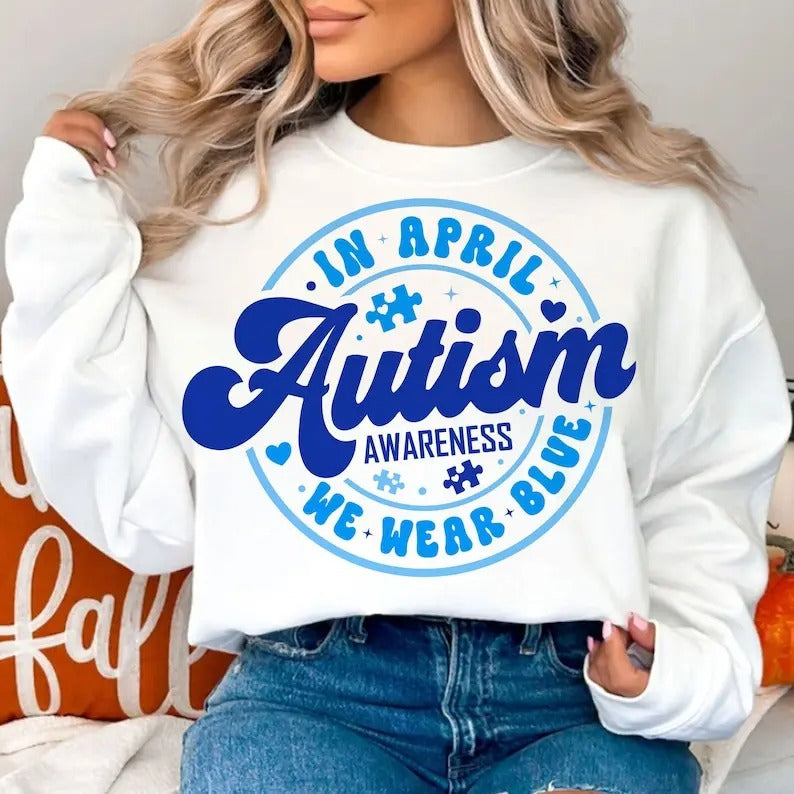 Premium  In April We Wear Blue shirt Hoodie, Sweatshirt | HypeDripTees.com