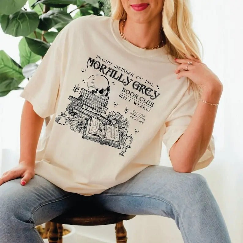 Premium  Morally Grey Book Club Shirt, Dark Romance Crewneck, Bookish Shirt, Bookish Gift For Book Lover Reader Hoodie,...