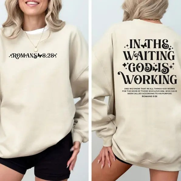 Premium  Romans 8:28 Christian Sweatshirt Bible Verse, Aesthetic Christian Sweatshirts, Jesus Hoodie, Church hoodie,...