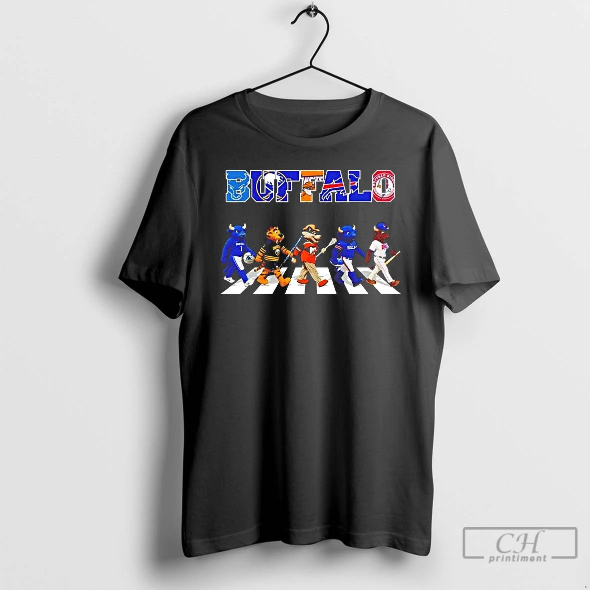 Premium Buffalo Bulls Buffalo Sabres Buffalo Bandits Buffalo Bisons Mascot Road T-Shirts, Hoodie, Sweatshirt