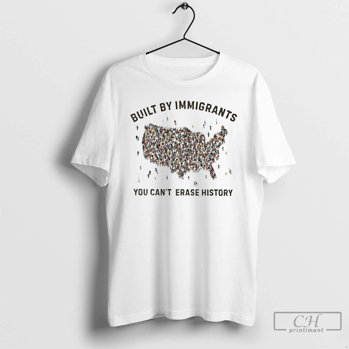 Premium Built By Immigrants You Cant Erase History American Map T-Shirts, Hoodie, Sweatshirt | HypeDripTees.com