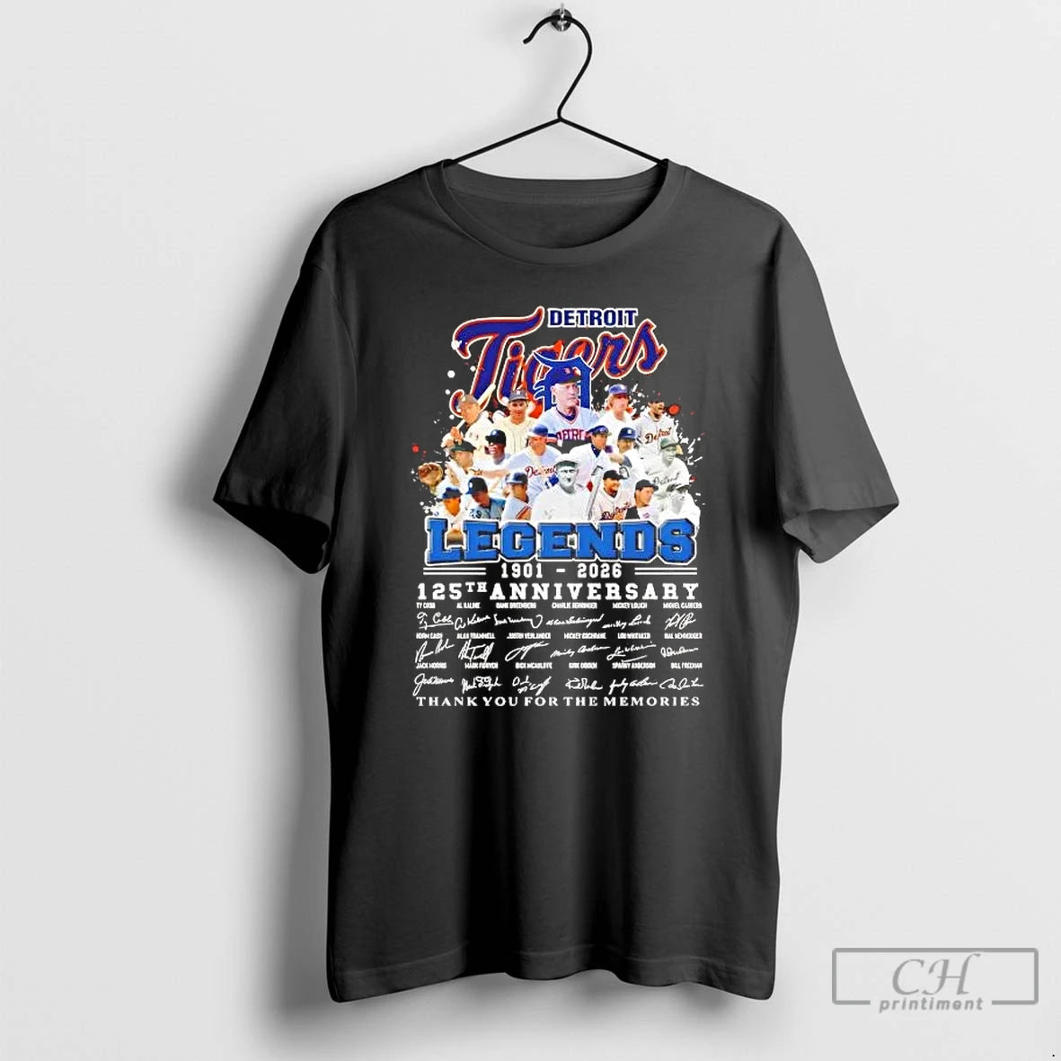 Premium Detroit Tigers Legends 1901 2026 125th Anniversary Signature T-Shirts, Hoodie, Sweatshirt | HypeDripTees.com
