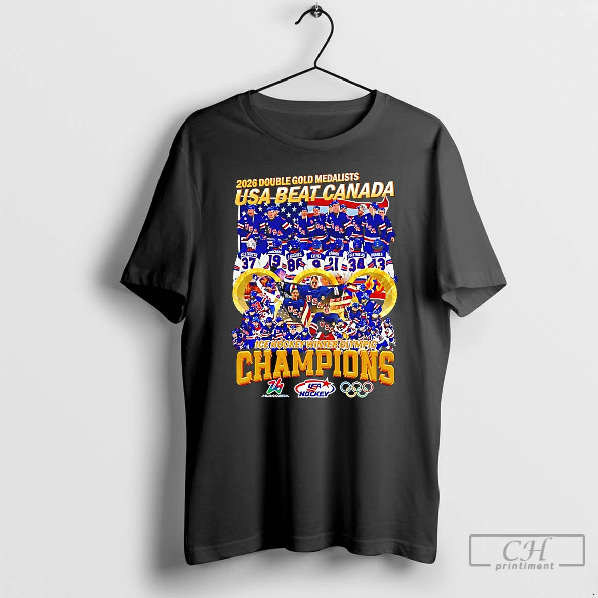 Premium Double Gold Medalists Usa Beat Canada Mens Ice Hockey Olympic Champions 2026 T Shirts Hoodie, Sweatshirt