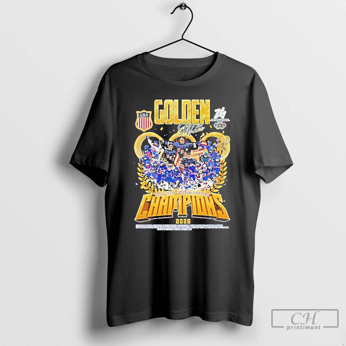 Premium Golden 2026 Us Olympic Womens Ice Hockey Team Champions 2026 Milano Cortina T Shirts Hoodie, Sweatshirt