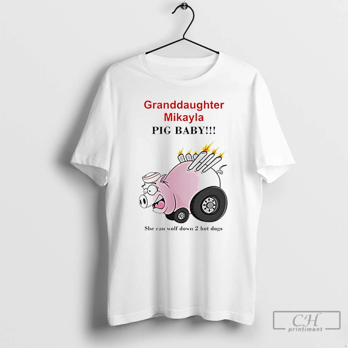 Premium Granddaughter Mikayla Pig Baby She Can Wolf Down 2 Hot Dogs T Shirts Sweater Hoodie, Sweatshirt | HypeDripTees.com
