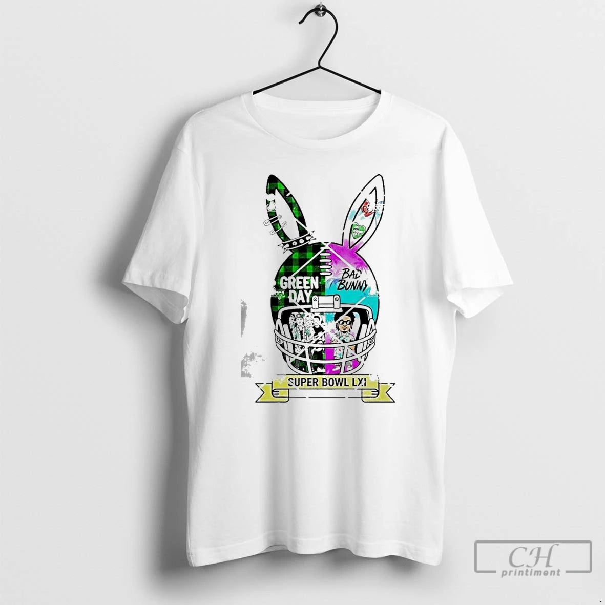 Premium Green Day X Bad Bunny Helmet T-Shirts, Hoodie, Sweatshirt | HypeDripTees.com