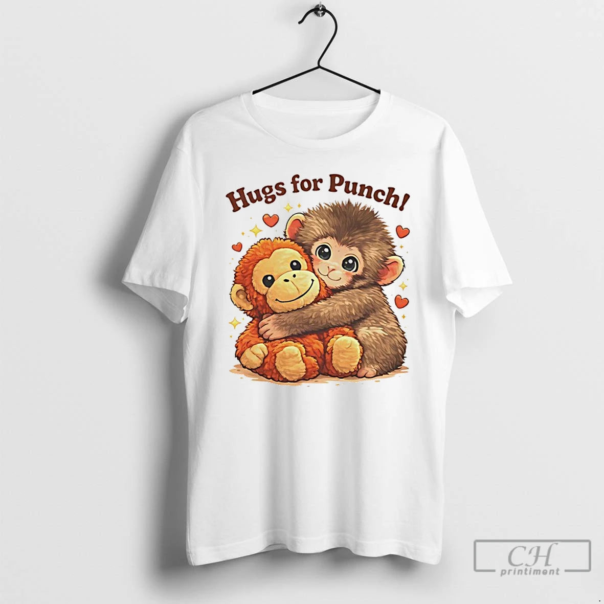 Premium Hugs For Punch Macaque Plush Doll T-Shirts, Hoodie, Sweatshirt | HypeDripTees.com