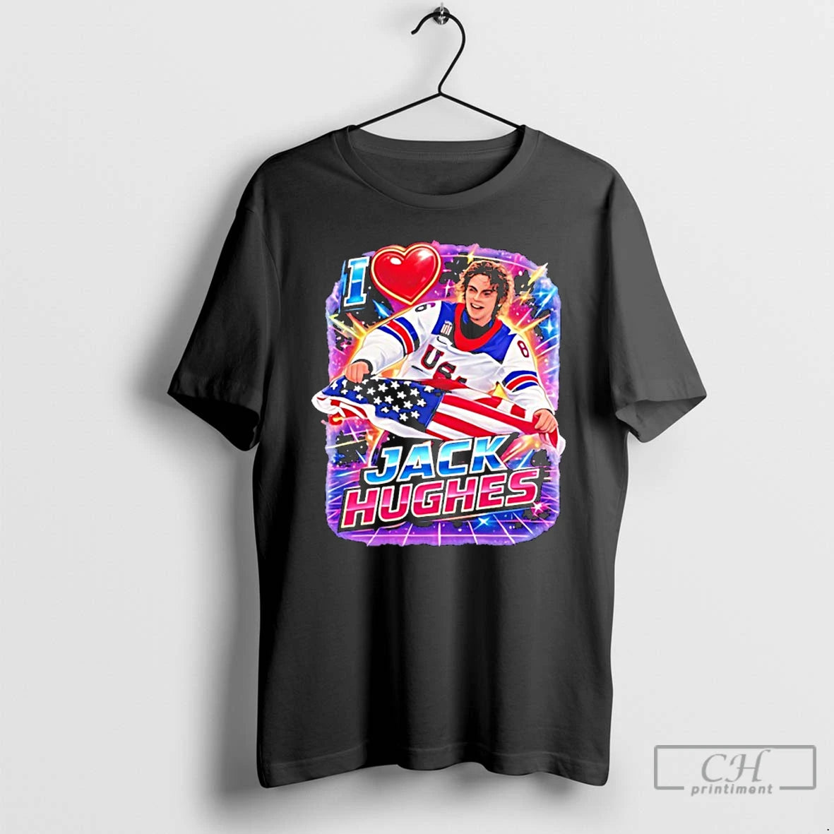 Premium I Love Jack Hughes Usa Hockey Gold T-Shirts, Hoodie, Sweatshirt | HypeDripTees.com