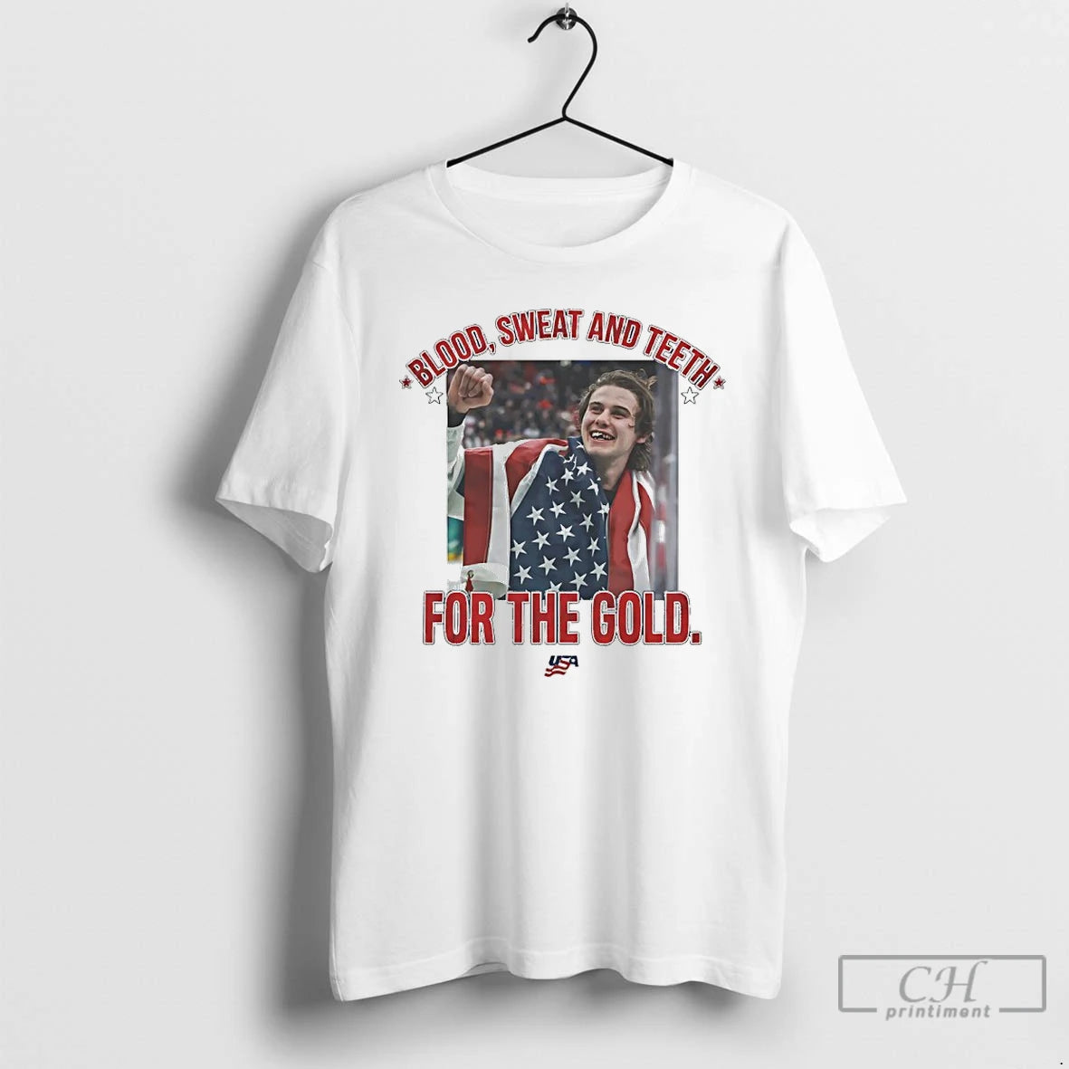 Premium Jack Hughes Blood Sweat And Teeth For The Gold 2026 Usa Hockey T Shirts Hoodie, Sweatshirt | HypeDripTees.com