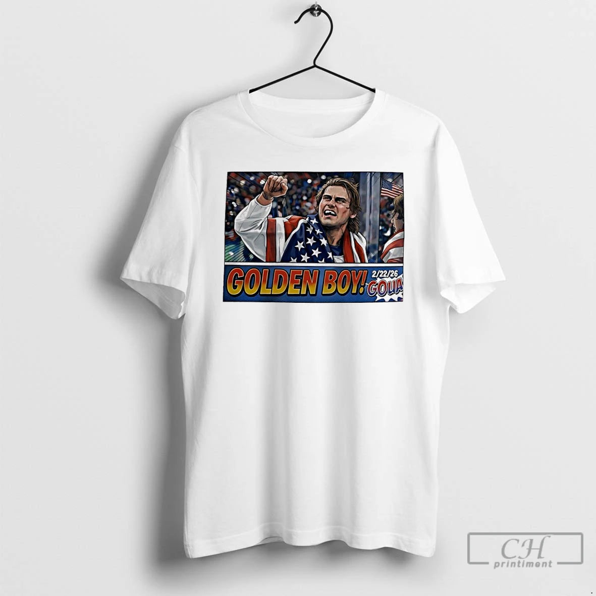 Premium Jack Hughes Golden Boy Team Usa Hockey 2026 Olympic Winter Games Cartoon T Shirts Hoodie, Sweatshirt