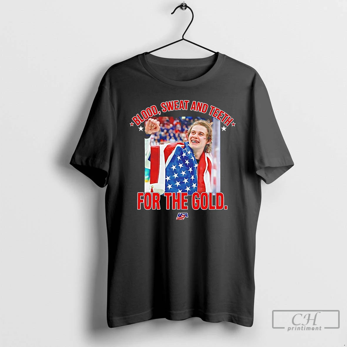 Premium Jack Hughes Bloody Blood Sweat And Teeth For The Gold T-Shirts, Hoodie, Sweatshirt | HypeDripTees.com