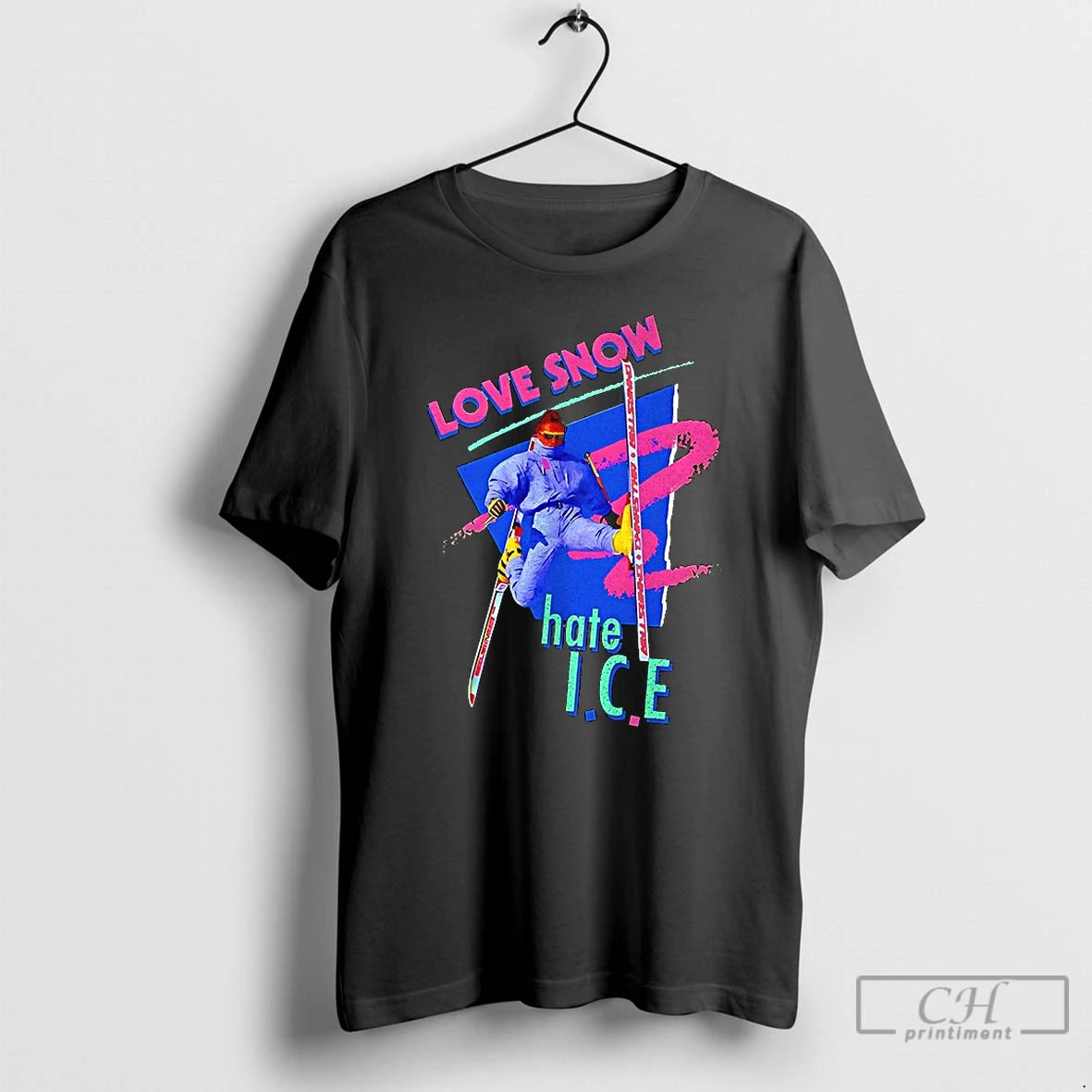 Premium Love Snow Hate I C E Retro Neon Skiing T-Shirts, Hoodie, Sweatshirt | HypeDripTees.com