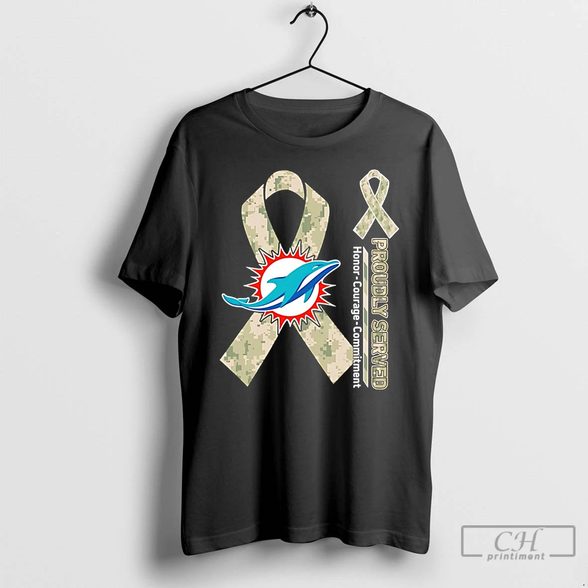 Premium Miami Dolphins Proudly Served Honor Courage Commitment T-Shirts, Hoodie, Sweatshirt | HypeDripTees.com