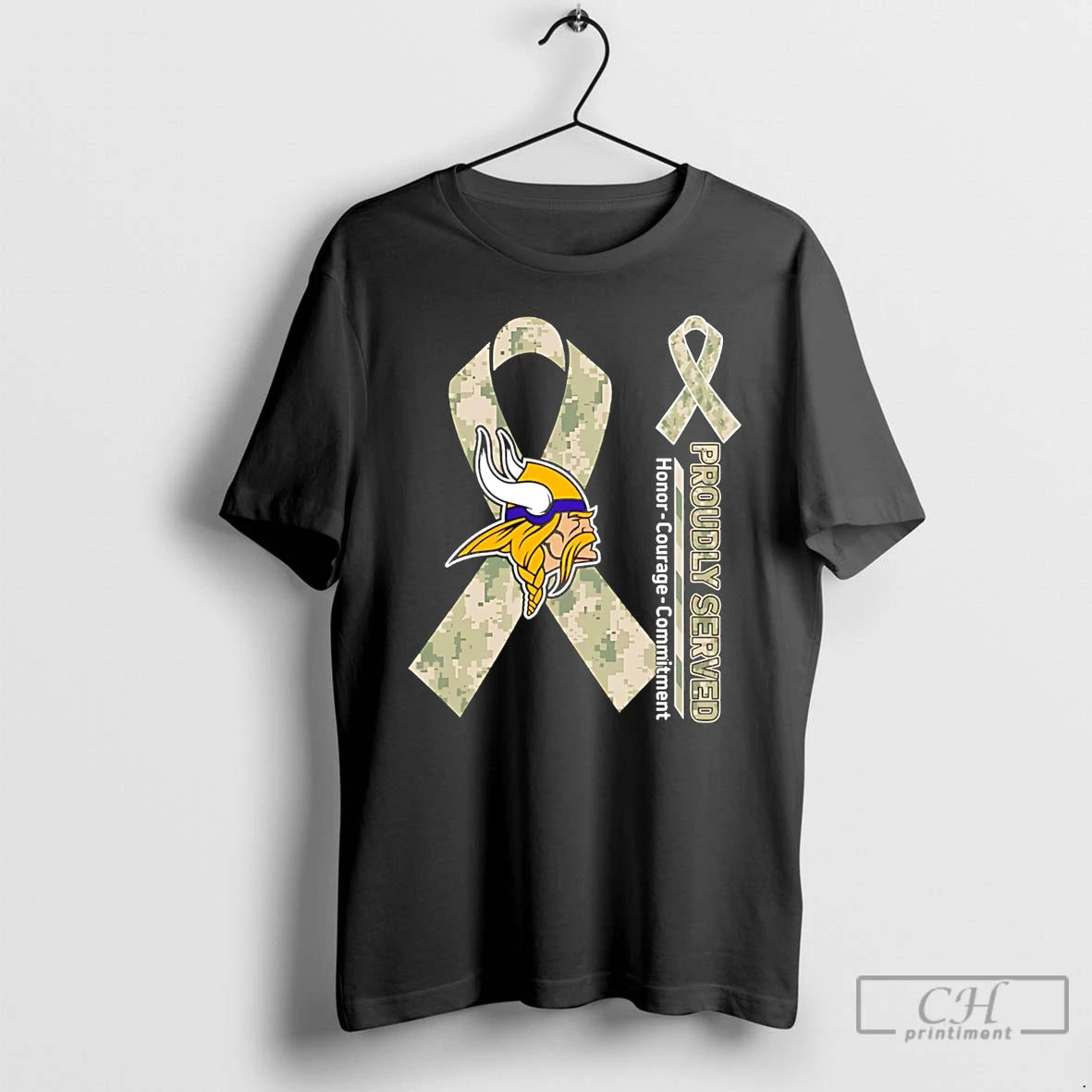 Premium Minnesota Vikings Proudly Served Honor Courage Commitment T-Shirts, Hoodie, Sweatshirt | HypeDripTees.com