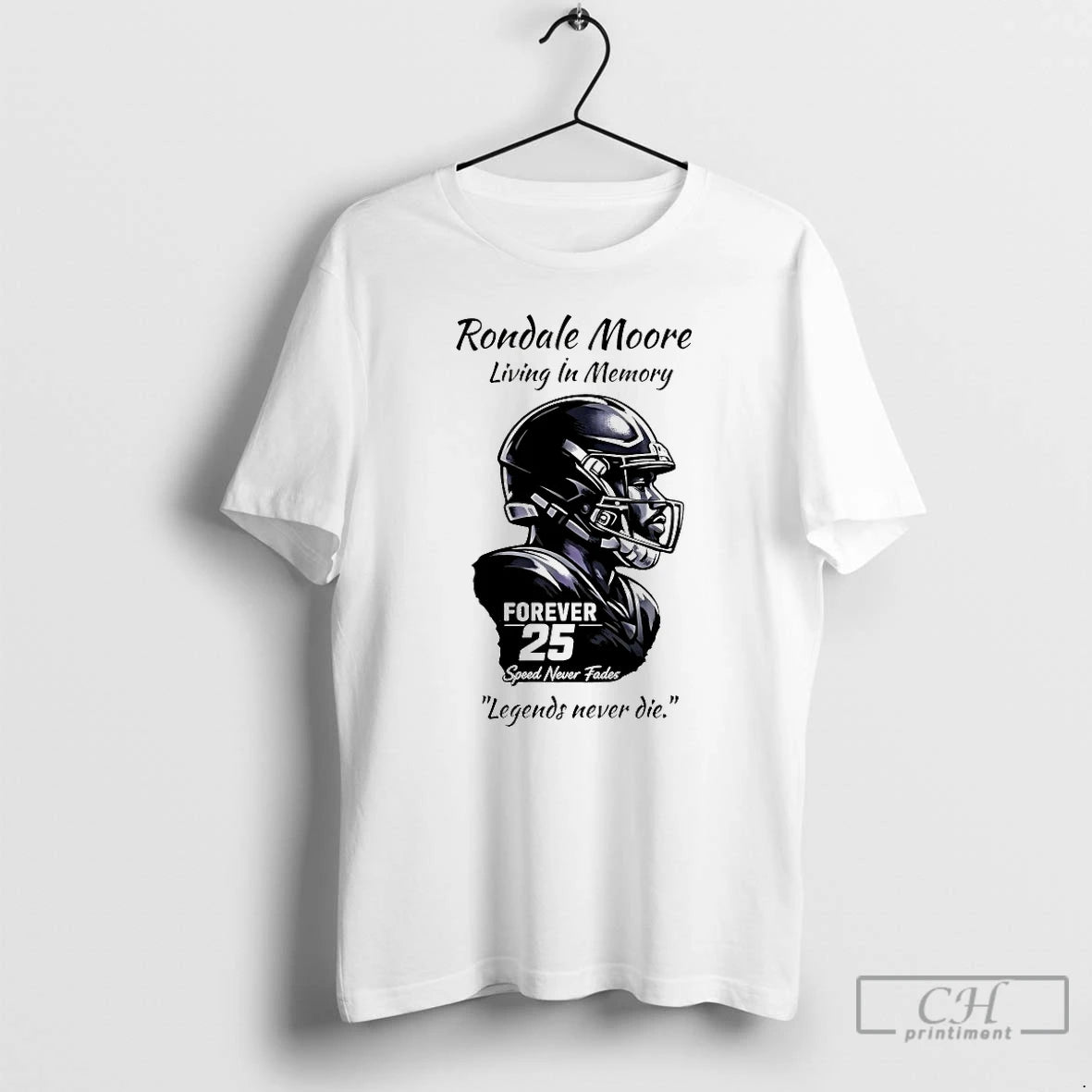 Premium Rondale Moore Living In Memory Forever 25 Speed Never Fades Legends Never Die T-Shirts, Hoodie, Sweatshirt