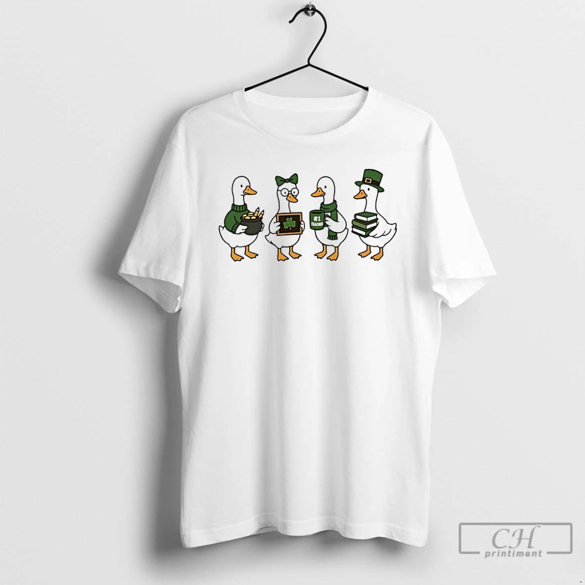 Premium Shamrock Goose Teacher St Patricks Day Meme T-Shirts, Hoodie, Sweatshirt | HypeDripTees.com