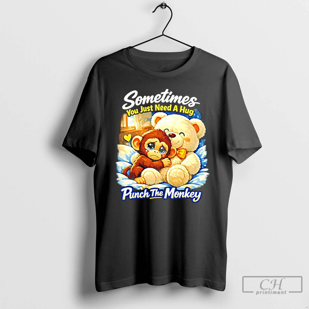 Premium Sometimes You Just Need A Hug Punch The Monkey T-Shirts, Hoodie, Sweatshirt | HypeDripTees.com