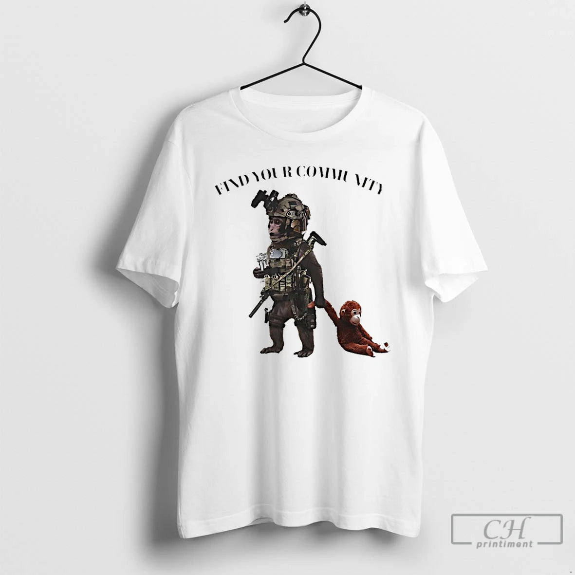 Premium Tactical Punch The Monkey Find Your Community Graphic T-Shirts, Hoodie, Sweatshirt | HypeDripTees.com
