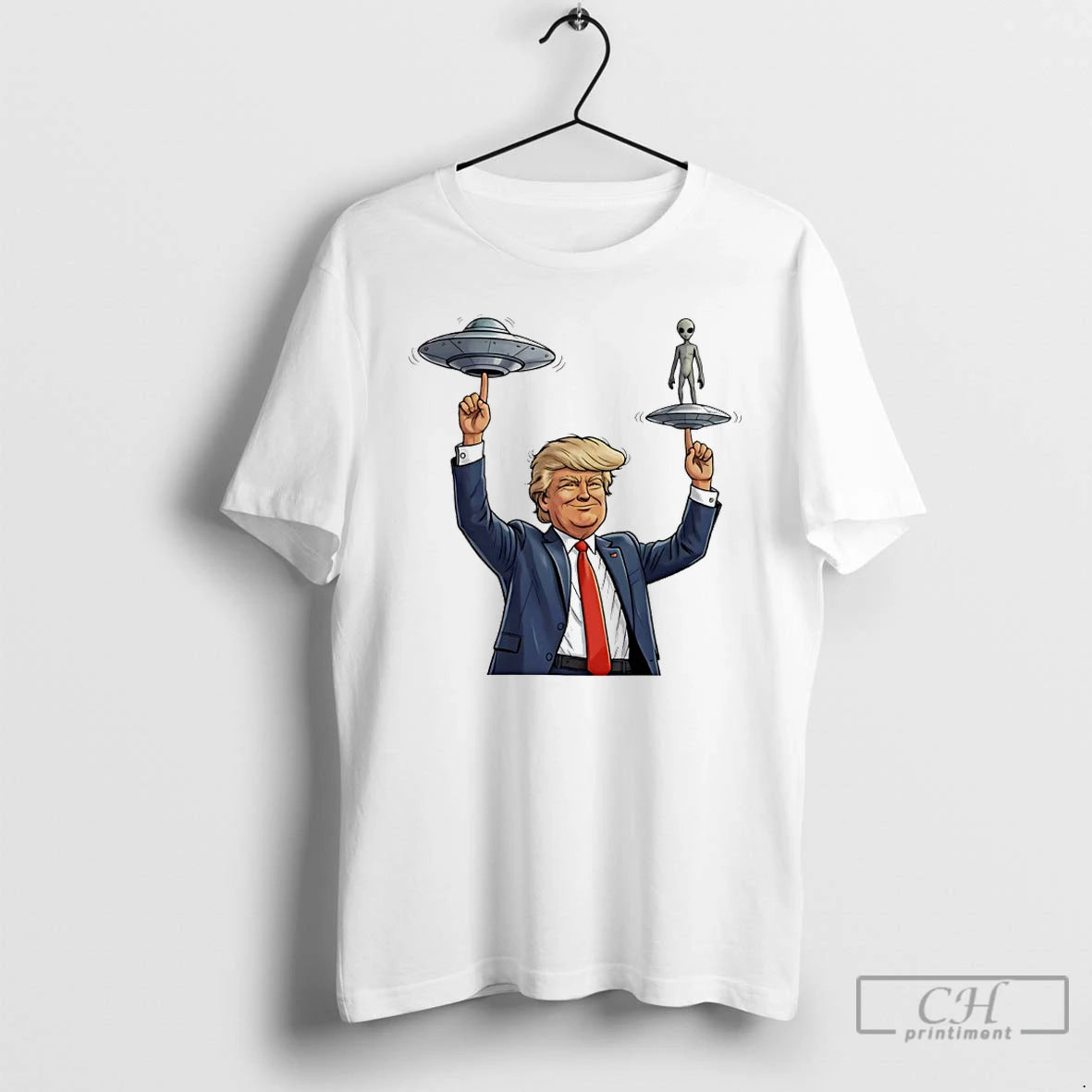 Premium Trump Balancing Alien And Ufo Spinner Cartoon T-Shirts, Hoodie, Sweatshirt | HypeDripTees.com
