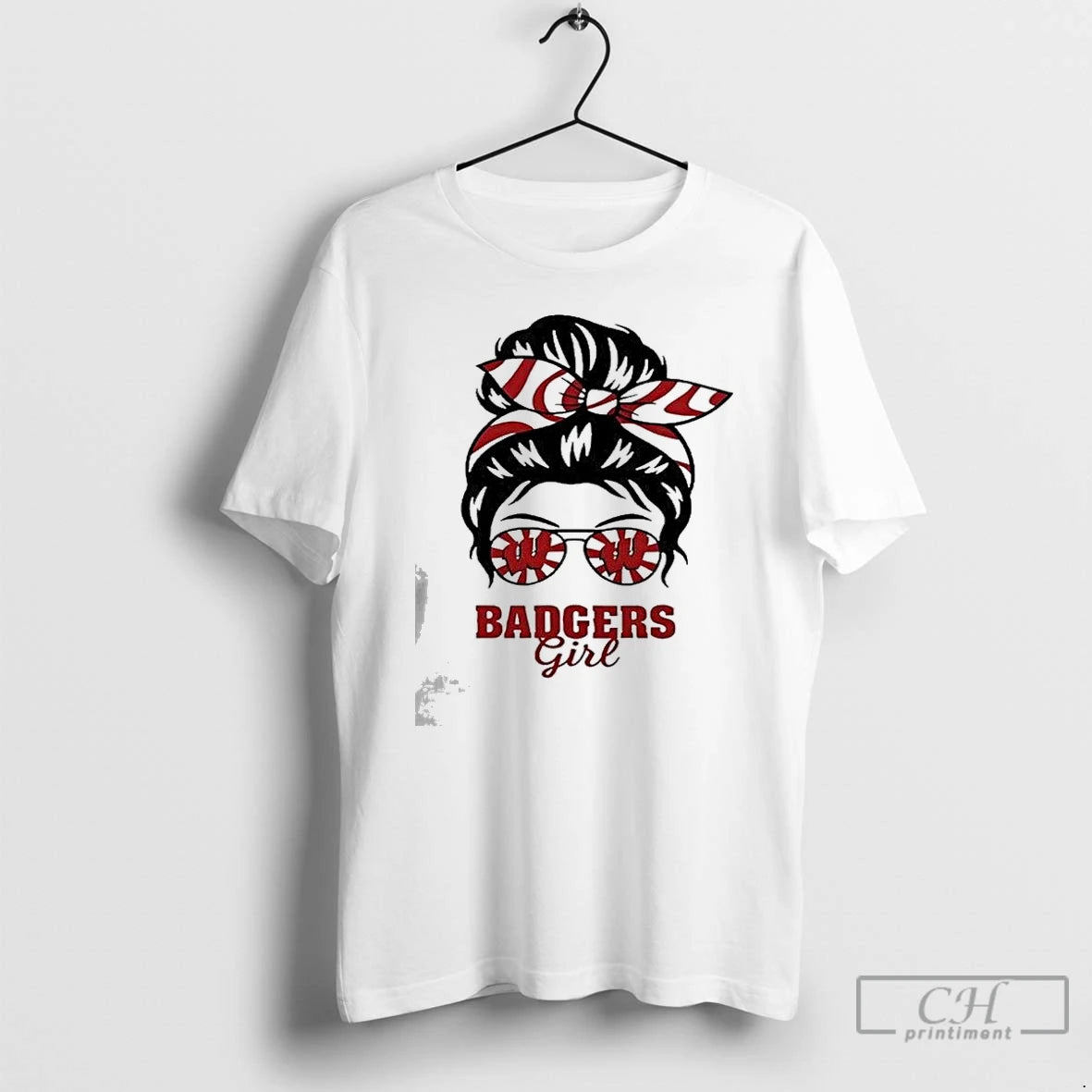 Premium Wisconsin Badgers Girl Messy Bun Glasses Retro T-Shirts, Hoodie, Sweatshirt | HypeDripTees.com