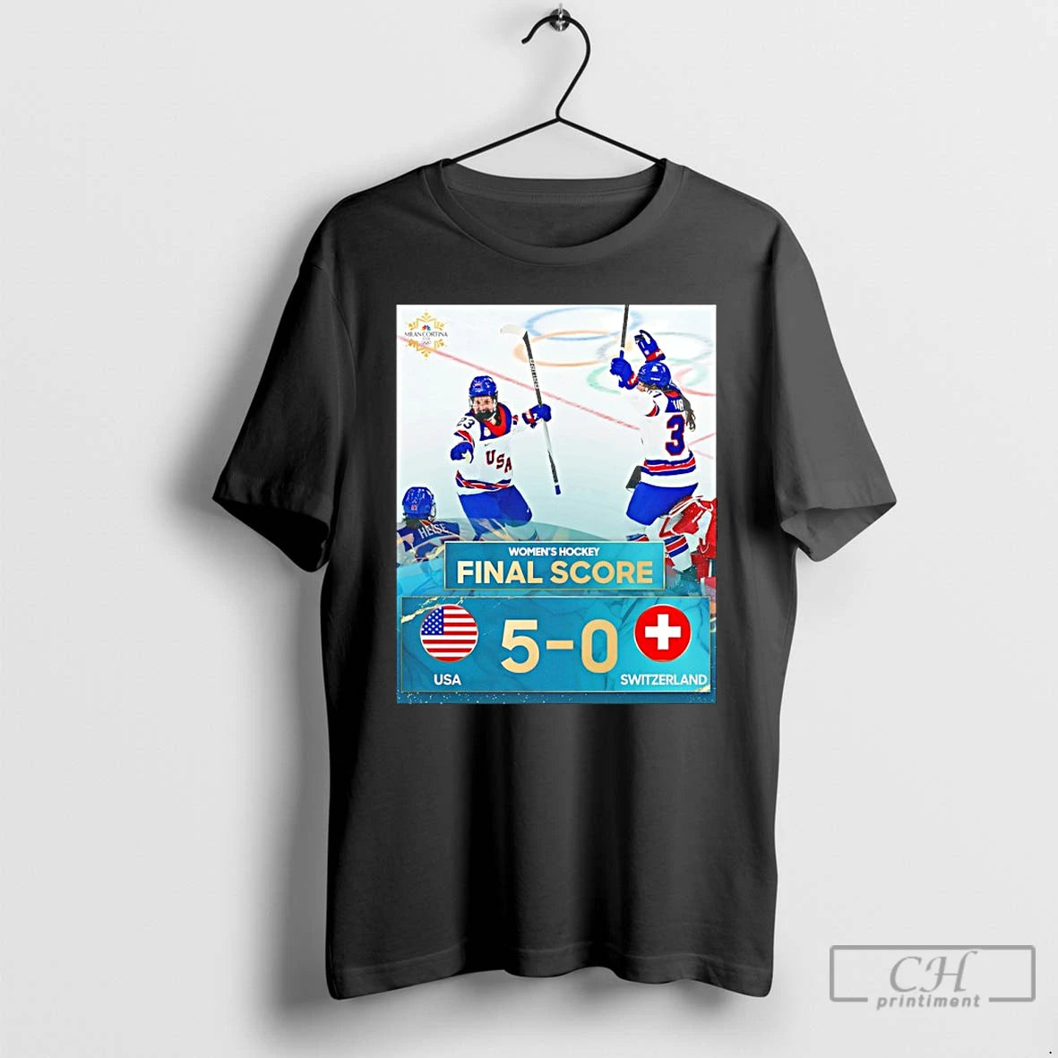 Premium Womens Hockey Final Score Usa 5 0 Switzerland Winter Olympics T-Shirts, Hoodie, Sweatshirt | HypeDripTees.com