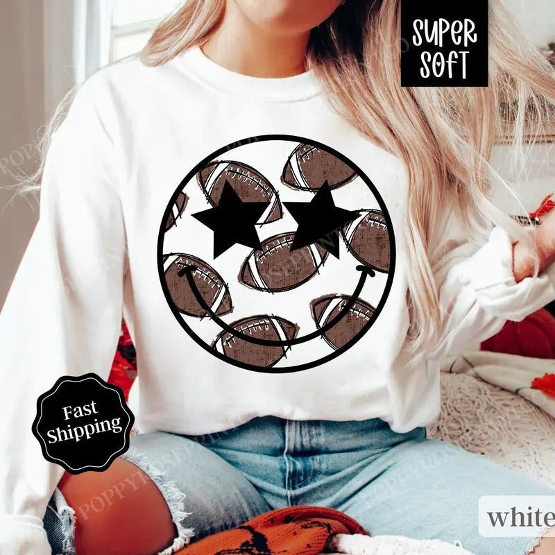 Preppy Football Sweatshirt, Game Day Football Crewneck, Womens Sweatshirt, Fall Sweater T-Shirts, Hoodie | HypeDripTees.com
