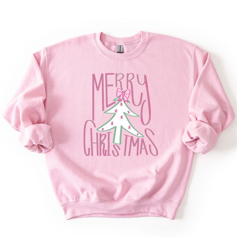 Preppy Merry Christmas Sweatshirt, Trendy Christmas Crewneck Sweatshirt T-Shirts, Hoodie | HypeDripTees.com