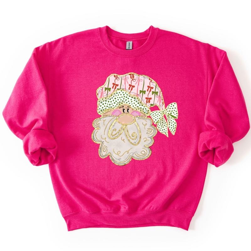 Preppy Santa Sweatshirt, Coquette Santa Christmas Sweatshirt T-Shirts, Hoodie | HypeDripTees.com