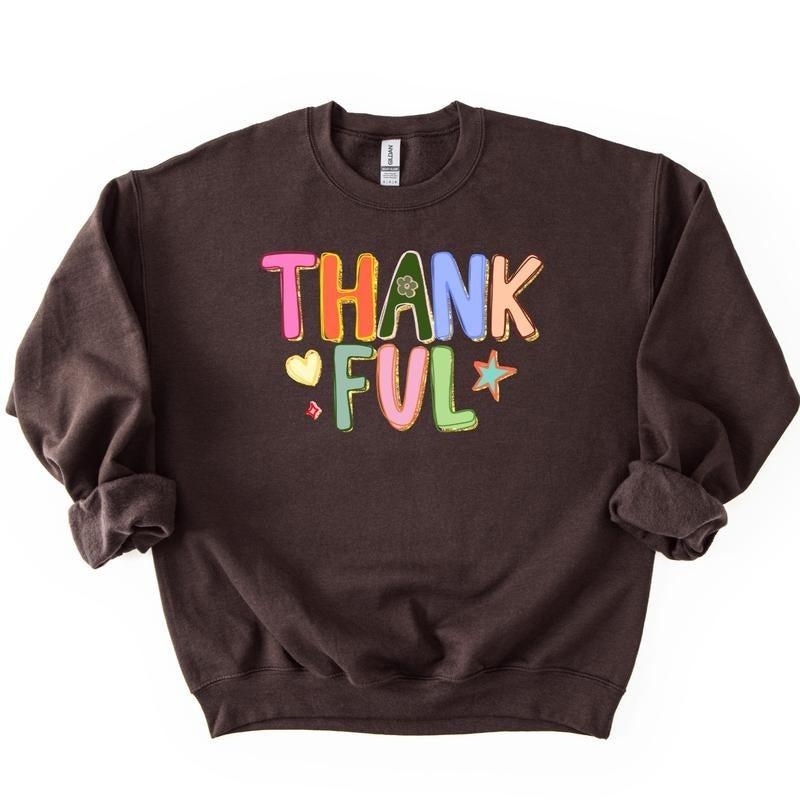 Preppy Thankful Sweatshirt, Cute Thanksgiving Sweatshirt T-Shirts, Hoodie | HypeDripTees.com