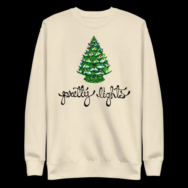 Pretty Lights Vintage Holiday Unisex Cotton Crewneck Sweatshirt T-Shirts, Hoodie | HypeDripTees.com